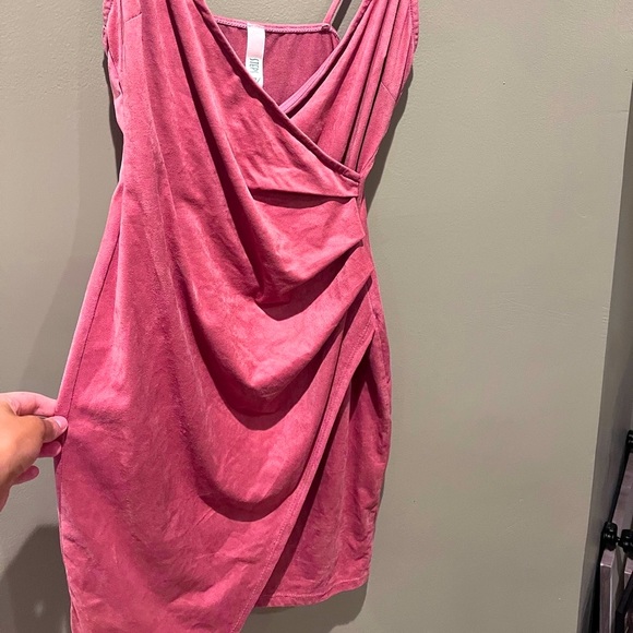 New Pink Suede Dress Mini Sleeveless Date Night Cocktail Spring Summer - Picture 5 of 11